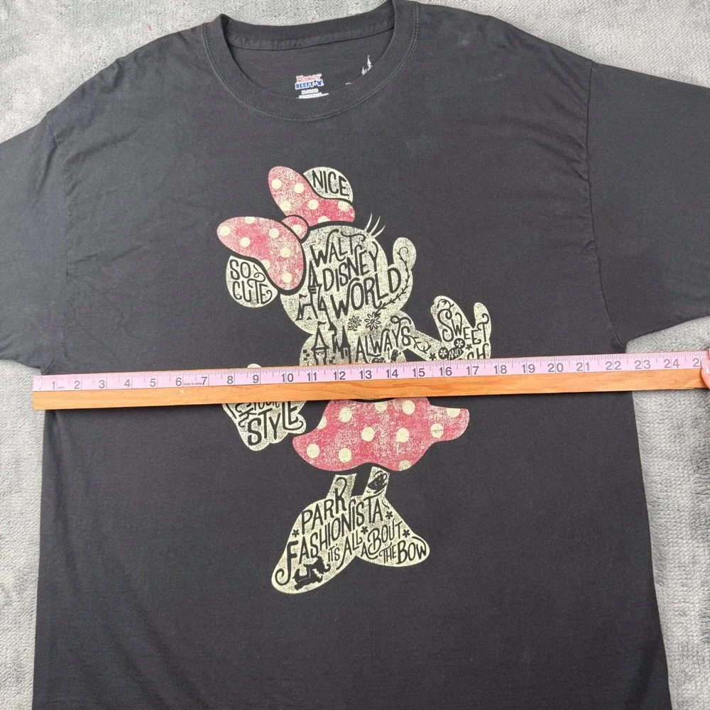 Disney Parks Minnie Mouse Graphic T-Shirt Black XL Hanes Beefy-T Walt Disney Wor - Picture 4 of 6